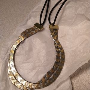 Express 9" double strand tricolor herringbone type necklace. Never worn.